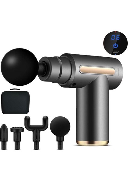 Gümüş Tip C Şarj Taşınabilir Mini LCD Elektrikli Masaj Tabancası Derin Doku Vurmalı Kas Vücut Boyun Gevşeme Masajı Fasya Tabancası Fitness Için (Yurt Dışından)