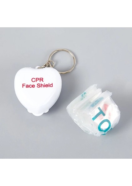 JQHB2498-WT 1 Pc Cpr Maskesi Cpr Yüz Kalkanı Cpr Resüsitatör Tek Yönlü Anahtarlık Anahtarlık Kalp Şekli Ilk Yardım Kurtarma Kiti (Yurt Dışından)