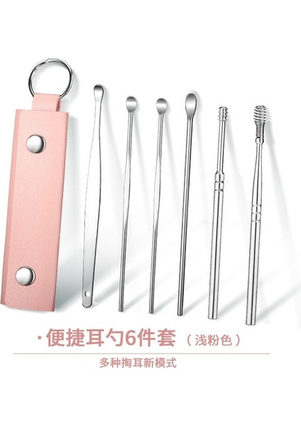 Açık Pembe 6 Adet/takım Kulak Temizleyici Kulak Kiri Toplayıcı Paslanmaz Çelik Kulak Tıkacı Balmumu Sökücü Piercing Kiti Kulak Kiri Küret Kaşık Bakımı Kulak Temizleme Araçları (Yurt Dışından)