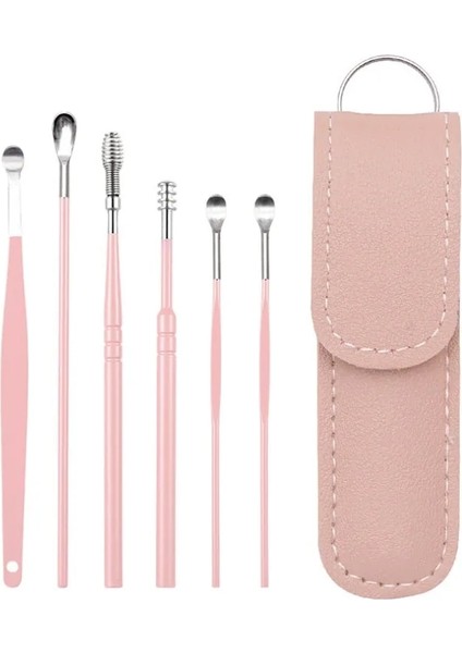 Açık Pembe 6 Adet/takım Kulak Temizleyici Kulak Kiri Toplayıcı Paslanmaz Çelik Kulak Tıkacı Balmumu Sökücü Piercing Kiti Kulak Kiri Küret Kaşık Bakımı Kulak Temizleme Araçları (Yurt Dışından)