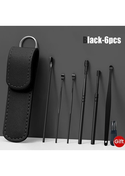 Black-6pcs 3 Pcs Yumuşak Silikon Kulak Kiri Sökücü Taşınabilir Kulak Temizleyici Paslanmaz Çelik Kulak Kiri 2 Kafa Kulak Seçtikleri Kulak Kiri Küret Sökücü Kulak Temizleme Çubuğu (Yurt Dışından)