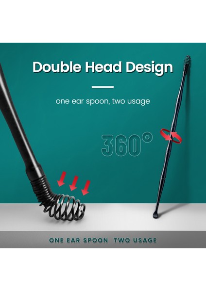 Black-6pcs 3 Pcs Yumuşak Silikon Kulak Kiri Sökücü Taşınabilir Kulak Temizleyici Paslanmaz Çelik Kulak Kiri 2 Kafa Kulak Seçtikleri Kulak Kiri Küret Sökücü Kulak Temizleme Çubuğu (Yurt Dışından) modelleri