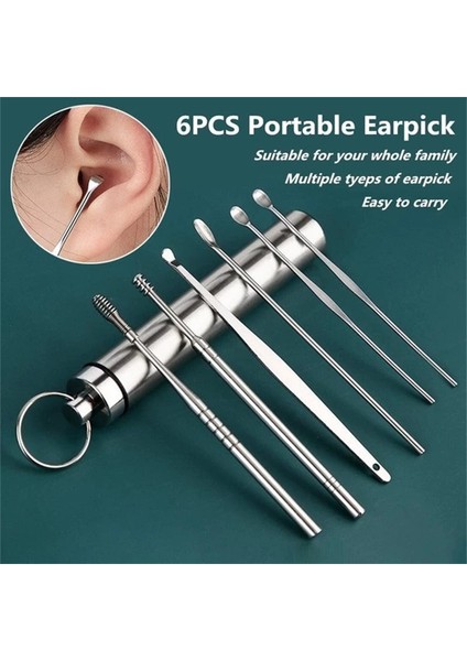 6 Adet Opp Torba 6 Adet/takım Paslanmaz Çelik Kulak Toplama Aracı Set Kulak Temizleyici Kulak Vax Sökücü Kulak Temizleme Kaşığı Kulak Koruyucu Sağlık (Yurt Dışından)
