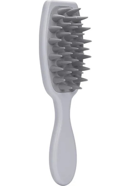 Gri Genişletilmiş Sap Yumuşak Silikon Şampuan Saç Derisi Saç Masajı Saç Yıkama Tarak Duş Fırçası Banyo Spa Masaj Fırçası Güzellik Saç Aracı (Yurt Dışından)