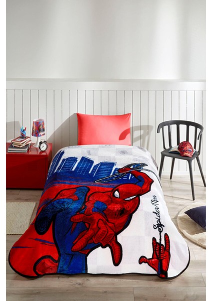 Spiderman Blue City Disney Lisanslı Tek Kişilik Çocuk Battaniyesi 155X215