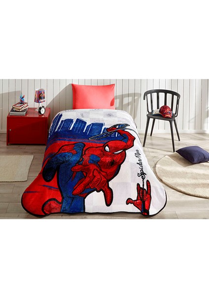 Spiderman Blue City Disney Lisanslı Tek Kişilik Çocuk Battaniyesi 155X215