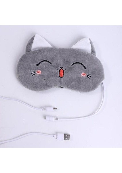 Gri Kedi USB Isıtma Buhar Lavanta Sıcak Göz Maskesi (Yurt Dışından)