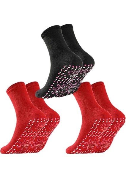 Kırmızı Kırmızı Siyah Unisex Kendinden Isıtmalı Manyetik Çorap Kendinden Isıtmalı Çorap Turu Manyetik Terapi Rahat Nefes Alabilir Kış Sıcak Tutan Çoraplar Ayak Açık (Yurt Dışından)