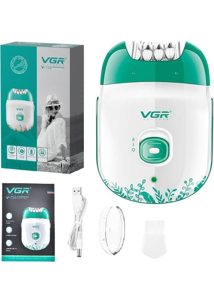 726 Kutu Orijinal Vgr Şarj Edilebilir Kadın Epilatör Elektrikli Kadın Epilatör Yüz Epilasyon Makinesi Yüz Bacaklar Tüy Dökücü Vücut (Yurt Dışından) fiyatları