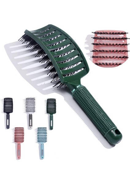 Yeşil Kıl Pro Kadın Saç Derisi Masaj Tarak Kıl ve Naylon Saç Fırçası Islak Kıvırcık Detangle Saç Fırçası Salon Kuaförlük Şekillendirici Araçları (Yurt Dışından)