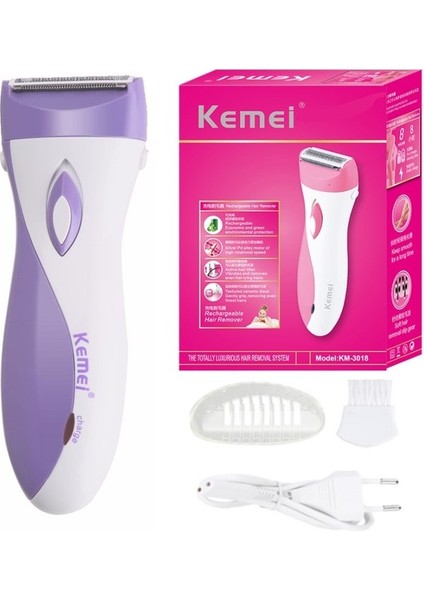 Mor Kemei KM-3018 Elektrikli Şarj Edilebilir Bayan Tıraş Makinesi Saç Çıkarıcı Epilatör Tıraş Yün Kazıma Ab Tüm Vücut Kullanımı Için (Yurt Dışından)