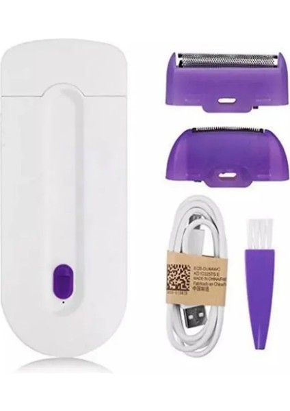 Beyaz Abd Plug Profesyonel Ağrısız Epilasyon Kiti Lazer Dokunmatik Epilatör USB Şarj Edilebilir Kadın Vücut Yüz Bacak Bikini El Tıraş Makinesi Saç Çıkarıcı (Yurt Dışından)