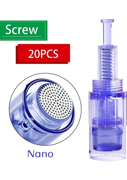 20 Adet 100/50/10 Adet Vida Bağlantı Noktası Iğne Kartuşu Derma Araçları 9/12/36/42/nano/3d/5d Kare Nano Mikro Iğne Yedek Dövme Ucu (Yurt Dışından)