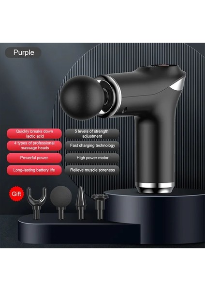 Siyah Tip-C Şarj Elektrikli Fasya Masajı Ayarlanabilir Kas Masajı Düşük Gürültülü Gevşeme (Yurt Dışından)