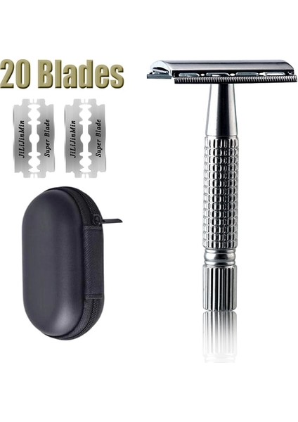 20 Bıçaklı Simli Emniyetli Tıraş Makinesi, Erkekler Kadınlar Için Klasik Çift Kenar Tıraş Makinesi Manuel Tıraş Sakal Epilasyon (Yurt Dışından) fiyatları