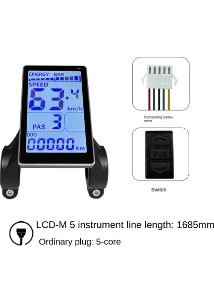 Elektrikli Bisiklet LCD Metre 5 Pin 24V 36V 48V 60V Evrensel Elektrikli Scooter M5 LCD Panel Ekran Sm Konektörü (Yurt Dışından)