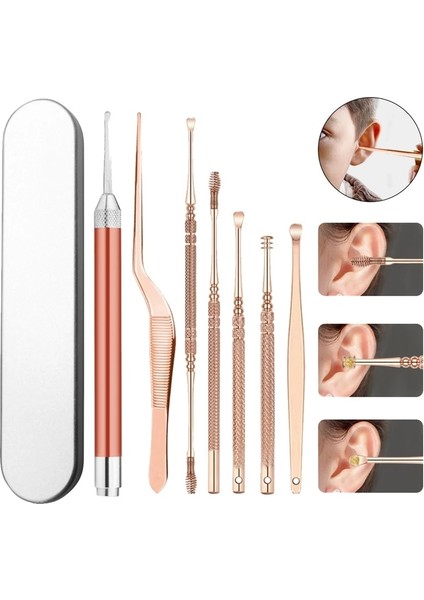 Tam Set LED Işık Toplayıcılar Kulak Tıkacı Sökücü Küret Kulak Kiri Temizleyici Kaşık Kulak Burun Bakımı Balmumu Booger Temizleme Cımbız Forseps Sağlık Aracı (Yurt Dışından) modelleri