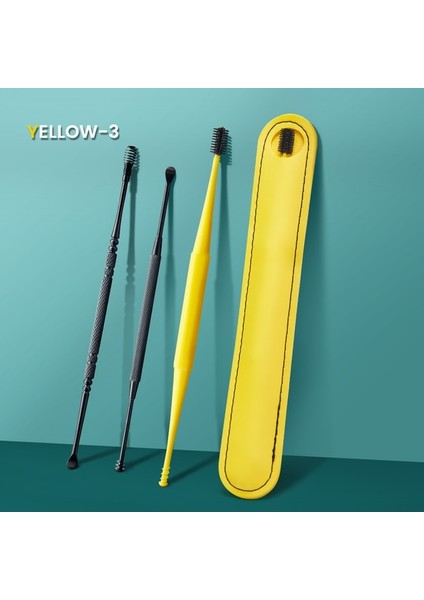 Yellow-3pcs 3 Pcs Yumuşak Silikon Kulak Kiri Sökücü Taşınabilir Kulak Temizleyici Paslanmaz Çelik Kulak Kiri 2 Kafa Kulak Seçtikleri Kulak Kiri Küret Sökücü Kulak Temizleme Çubuğu (Yurt Dışından)
