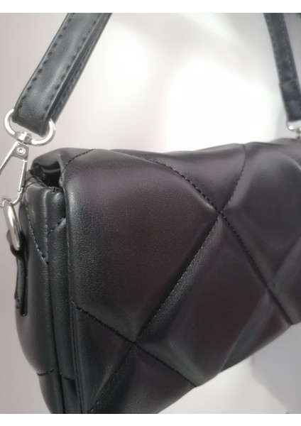 Kadın Küçük Boy Mini Baget Clutch Kapıtone El ve Omuz Çantası