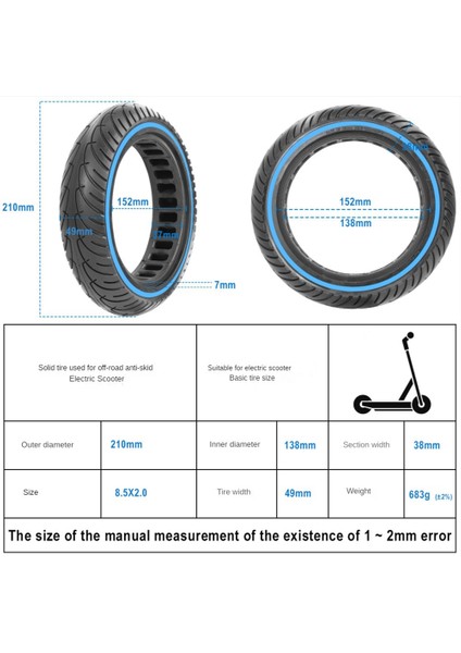 8,5 Inç Elektrikli Scooter Lastiği Patlamaya Dayanıklı Şok Emici Şişme Lastik Xiaomi M365/PRO/1S Için Uyumlu, Mavi (Yurt Dışından) indirimleri