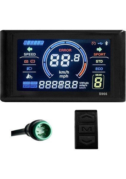 Elektrikli Bisiklet Ekranı 24V-72V Su Geçirmez LCD Ekran S966 Elektrikli Bisiklet Denetleyici Paneli Pano, Su Geçirmez Konektör (Yurt Dışından)