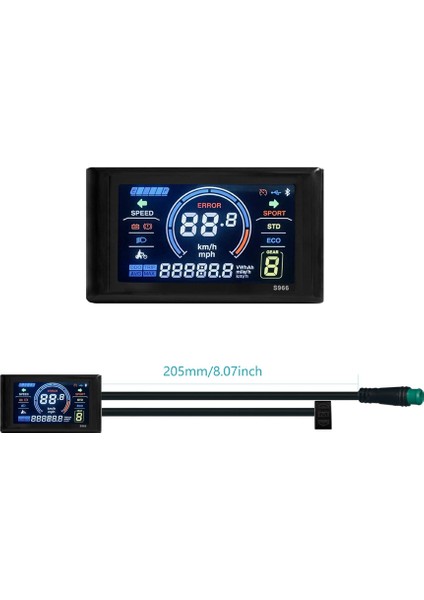 Elektrikli Bisiklet Ekranı 24V-72V Su Geçirmez LCD Ekran S966 Elektrikli Bisiklet Denetleyici Paneli Pano, Su Geçirmez Konektör (Yurt Dışından)