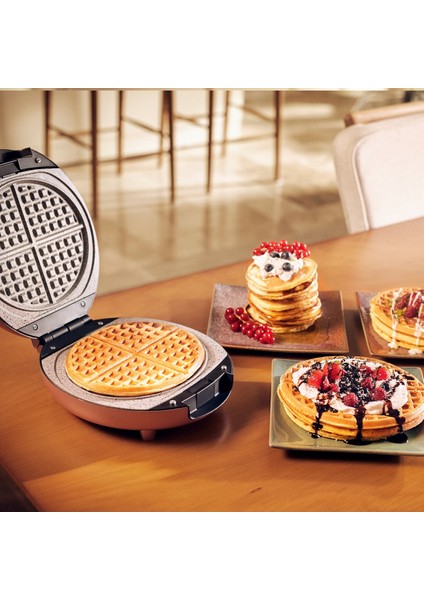 Funday Rosegold Çıkarılabilir Plakalı Waffle Makinesi 1000W