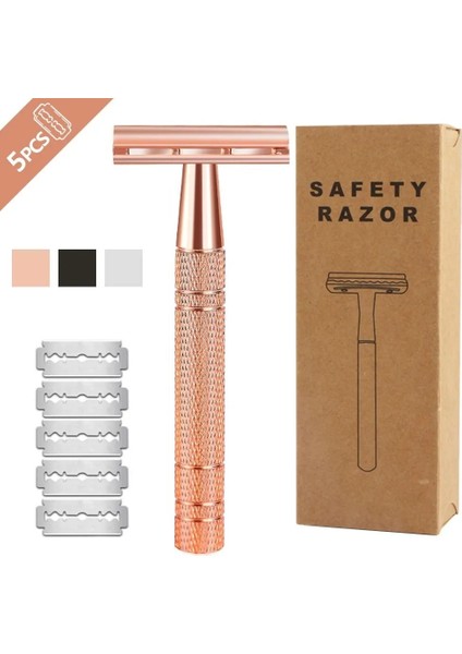 Siyah Bir Taşınabilir Jilet Klasik Çift Kenarlı Emniyetli Jilet Erkekler Için Tıraş ve Kadın Epilasyon 5 Tıraş Bıçakları Manuel Tıraş Makinesi (Yurt Dışından) fiyatları