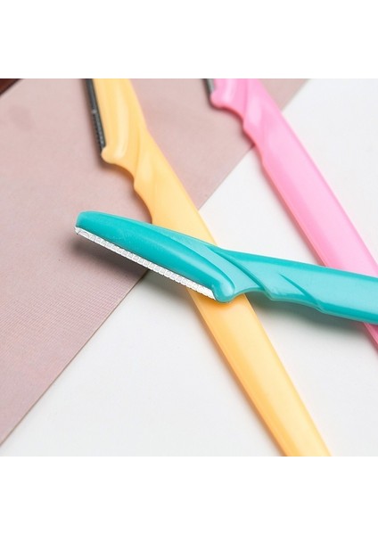 Mavi 3 Adet Kadın Jilet Makyaj Yüz Kaş Dudak Jilet Paslanmaz Çelik Kesme Bıçağı Jilet (Yurt Dışından)