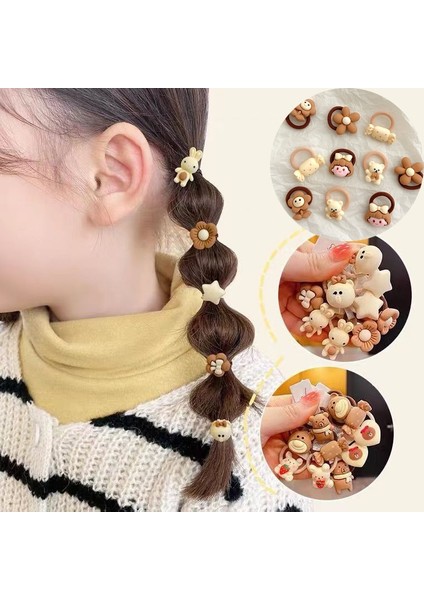 Ben 10 Adet/takım Kızlar Sevimli Çiçekler Küçük Ayı Lastik Bantlar Elastik Saç Bantları Çocuklar At Kuyruğu Tutucu Scrunchie Moda Saç Aksesuarları (Yurt Dışından)