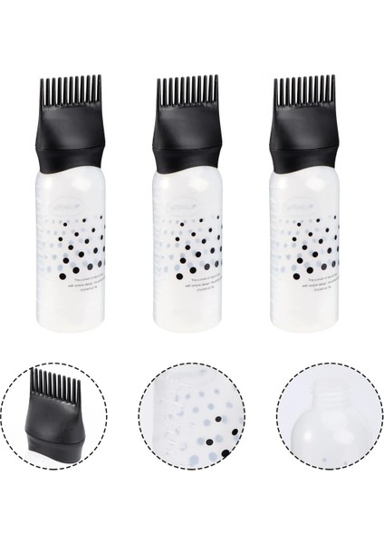 Siyah Kök Tarak Aplikatör Şişesi, Salon Saç Boyama Boyama Için Dereceli Ölçekli 3 Adet 6 Oz Kök Tarak Sıkma Aplikatör Şişeleri, (Yurt Dışından)