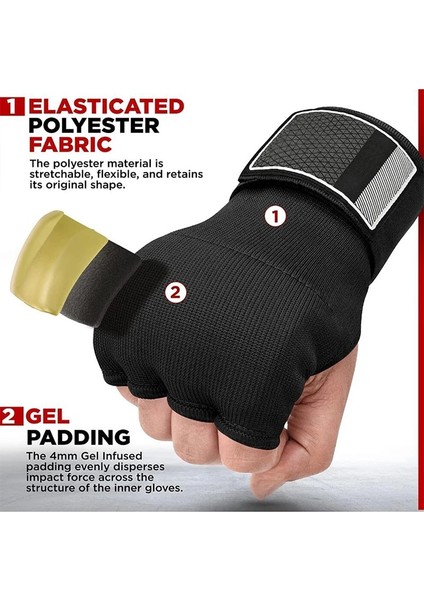 Koyu Gri 1 Çift Jel Boks El Wrap Eldiven Ayarlanabilir Yarım Parmak Eldiven Uzun Bilek Kayışı ile Destek Mma Boks El Koruyucu Donanım (Yurt Dışından) modelleri