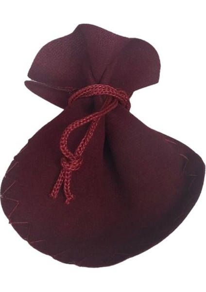 Kadife Kese Bordo 100 Adet 8x9 (2) Boy Takı, Altın Kesesi (Ipli & Büzgülü)