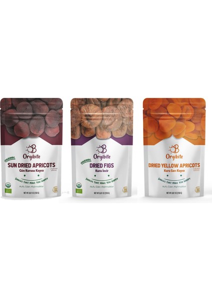 Kuru Sarı Kayısı Gün Kurusu Kuru İncir 3 x 250 gr