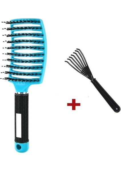 Gök Mavisi ve Fırça Saç Derisi Masaj Tarak Kıl Naylon Saç Fırçası Islak Kıvırcık Detangle Anti-Statik Saç Fırçası Profesyonel Salon Kuaförlük Tarzı (Yurt Dışından)