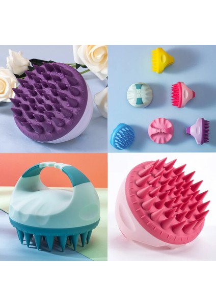Çift Mor Silikon Şampuan Fırça Kafası Saç Derisi Masaj Tarak Saç Yıkama Tarağı Saç Masaj Fırçası Duş Banyo Fırçası Salon Kuaförlük Aracı (Yurt Dışından) modelleri