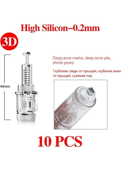 10 Adet 3D H-0.2mm Otomatik Microneedle Kablosuz Derma Kalemi Kartuşları ile Mikro Iğneleme Dermapen Sistemi Terapisi Mts Ultrima Mikro Neelde Ev Kullanımı (Yurt Dışından)
