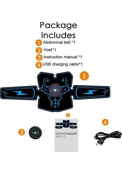 Sadece Karın Kas Stimülatörü Ems Abs Trainer Fitness Eğitim Dişli USB Şarj Edilebilir Egzersiz Ekipmanları ile Karın Kasları Toner Makinesi (Yurt Dışından)