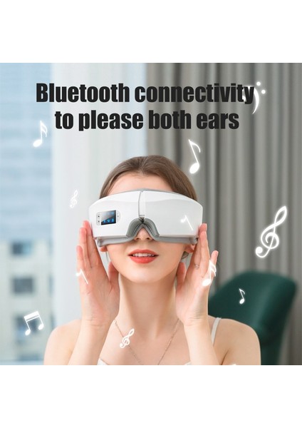 Bluetooth B 4d Akıllı Hava Yastığı Titreşim Sıcak Kompres Bluetooth Göz Masaj Aleti (Yurt Dışından)