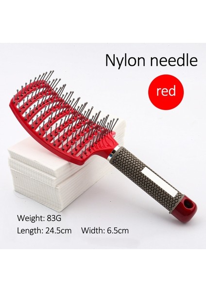 Naylon Kırmızı Kıl ve Naylon Saç Fırçası Kızlar Saç Derisi Masaj Tarak Kadınlar Için Islak Kıvırcık Detangle Saç Fırçası Salon Kuaförlük Şekillendirici Aracı (Yurt Dışından)