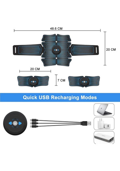 Karın Ems Karın Masajı Kas Stimülatörü Abs Trainer Fitness Eğitim Dişli Elektrostimülatör Egzersiz Ekipmanları USB Şarj Edilebilir (Yurt Dışından)