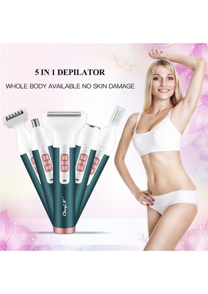 MT065R Ckeyin 5 In 1 Kadın Tıraş Makinesi Ağrısız Epilasyon Epilatör Tıraş Makinesi Yüz Sakal Kaş Burun Düzeltici Vücut Elektrikli Tıraş Makinesi 45 (Yurt Dışından) modelleri