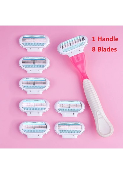1 Kolu 8 Bıçak Kadın Güvenlik Jilet Bıçakları Bikini Rahat Saç Çıkarıcı 3 Katmanlı Paslanmaz Çelik Tıraş Bıçağı Tıraş Makinesi Yedek Kafa (Yurt Dışından) fiyatları