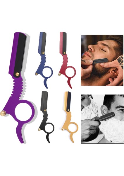 Mor Hiçbir Bıçak Düz Kenar Berber Tıraş Saç Kesimi Sakal Kaş Düzeltici Aracı Başparmak Berber Bıçağı Değiştirilebilir Bıçak Shavingr Kırpma Tutucu (Yurt Dışından) fiyatları