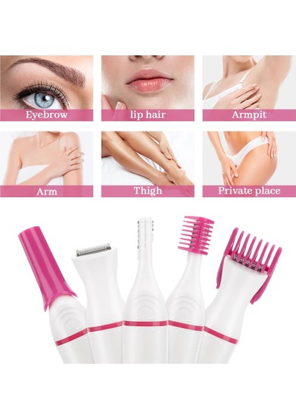 Beyaz 5 In 1 Elektrikli Epilasyon Tıraş Makinesi Kadın Mini Giyotin Jilet Bikini Kadın Yüz Kaş Koltukaltı Clipper Epilatör (Yurt Dışından) modelleri