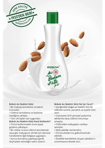 Acı Badem Sütü Temizleme 120 ml Marka Bebak Koku Badem Ürün Sayısı 1 Birim Sayısı 1 Adet