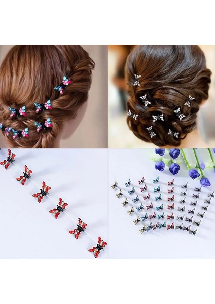 Altın 12 Adet/paket Kristal Rhinestone Kelebek Saç Pençe Tokalar Saç Aksesuarları Süsler Saç Klipleri Toka Çocuklar Için Kız (Yurt Dışından) fiyatları