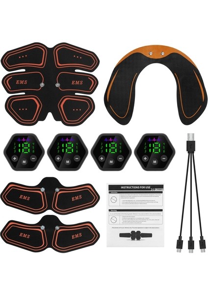 Turuncu 2 Ems Eğitmen Toner Karın Kas Stimülasyonu Elektrikli Karın Kas Stimülatörü Abs Fitness Ekipmanları Kol Bacak Sırt Masajı (Yurt Dışından)