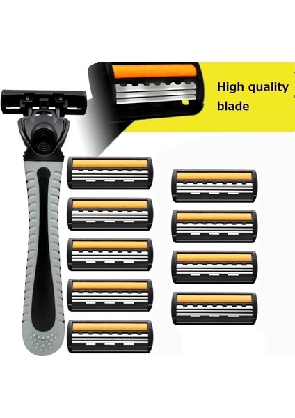 H Erkekler Güvenlik Tıraş Bıçakları Güzellik Berber Aracı Yüz Epilasyon 6 Katmanlı Jilet Tıraş Bıçakları ile 42 Yedek Jilet Kafaları (Yurt Dışından) fiyatları