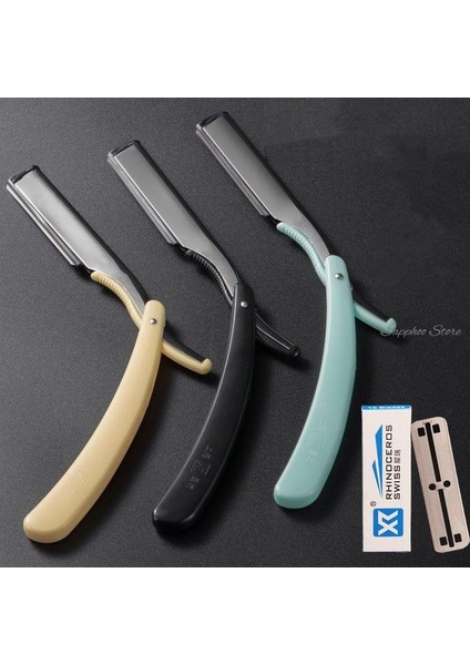 100 Adet Bıçak Seti Salon Giyotin Manuel Tıraş Makinesi Seti Düz Kenar Paslanmaz Çelik Berber Jilet Seti Ücretsiz Bıçakları ile Katlanır Tıraş Bıçağı G0115 (Yurt Dışından)